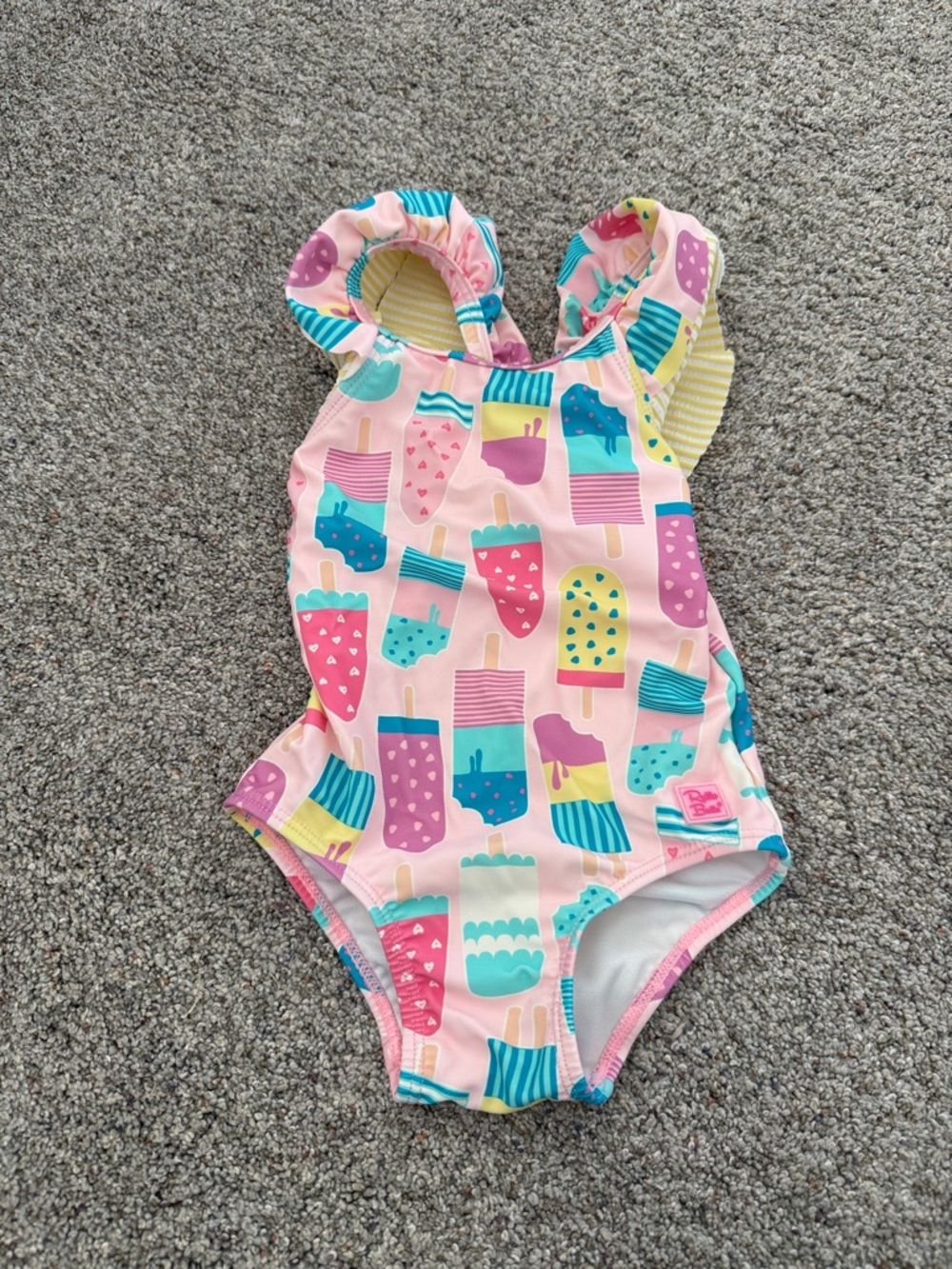 Rufflebutts Ice Cream Social Bow V-Back One Piece Swimsuit 3T - Picture 3 of 8